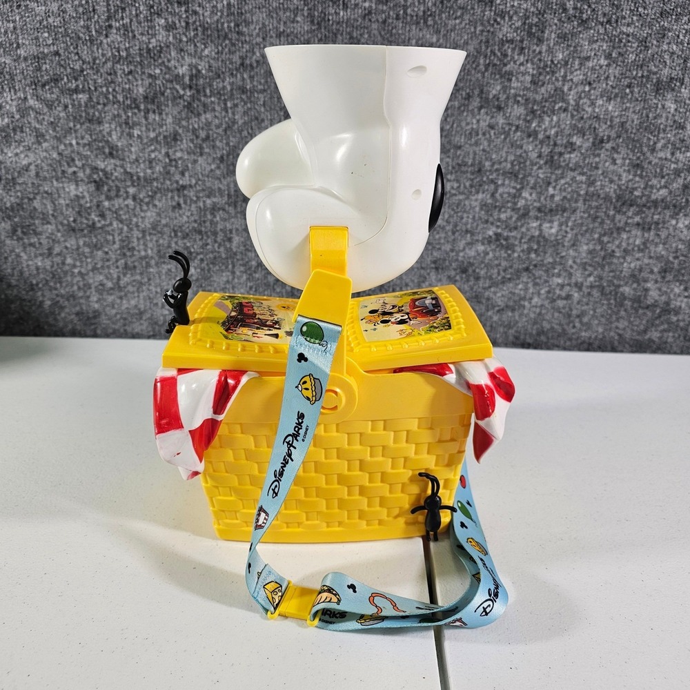 Disney Popcorn Bucket & Lanyard Picnic Basket Mickey Mouse Glove Toon Town